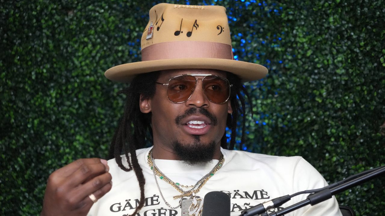 Cam Newton on Radio Row at the Super Bowl LIX media center.