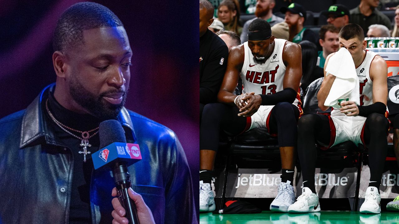 Dwayne Wade, Bam Adebayo and Tyler Herro