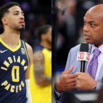 Tyrese Haliburton (Left) and Charles Barkley (Right). Mandatory Credit - USA TODAY Sports via Imagn