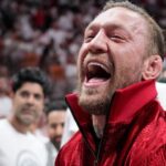MMA fighter Conor McGregor attends game four of the 2023 NBA Finals between the Miami Heat and Denver Nuggets at Kaseya Center.