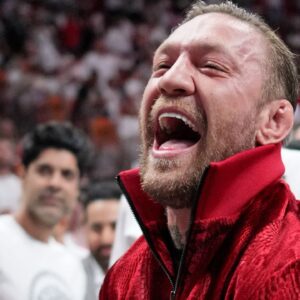 MMA fighter Conor McGregor attends game four of the 2023 NBA Finals between the Miami Heat and Denver Nuggets at Kaseya Center.