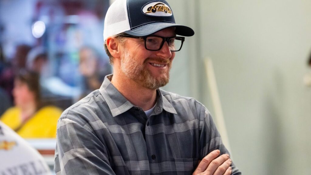 NASCAR Cup Series team owner Dale Earnhardt Jr during practice for the Daytona 500 at Daytona International Speedway.
