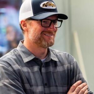 NASCAR Cup Series team owner Dale Earnhardt Jr during practice for the Daytona 500 at Daytona International Speedway.