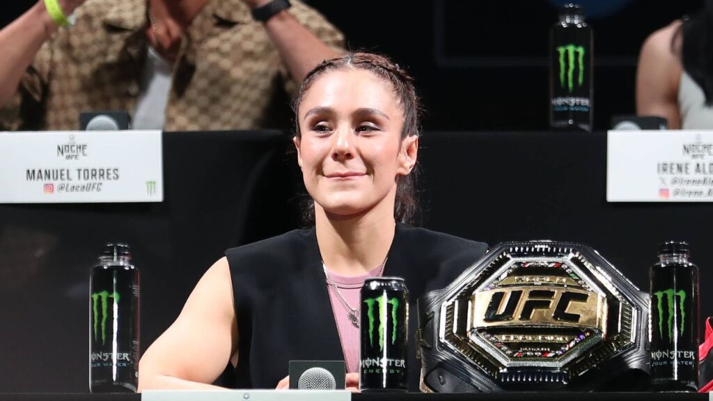 ALEXA GRASSO speaks to the crowd during the fight week press conference, PK, Pressekonferenz for UFC 306 at Riyadh Season Noche UFC at the Sphere in Las Vegas