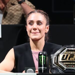 ALEXA GRASSO speaks to the crowd during the fight week press conference, PK, Pressekonferenz for UFC 306 at Riyadh Season Noche UFC at the Sphere in Las Vegas