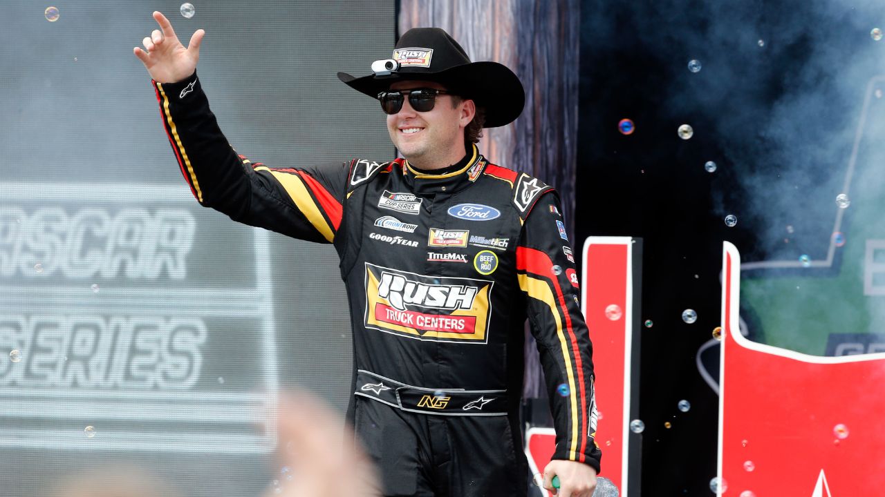 NASCAR Cup Series driver Noah Gragson (4) walks out onto the stage for driver introductions before the EchoPark Automotive Grand Prix at Circuit of the Americas.