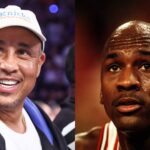 John Starks (L) and Michael Jordan (R)