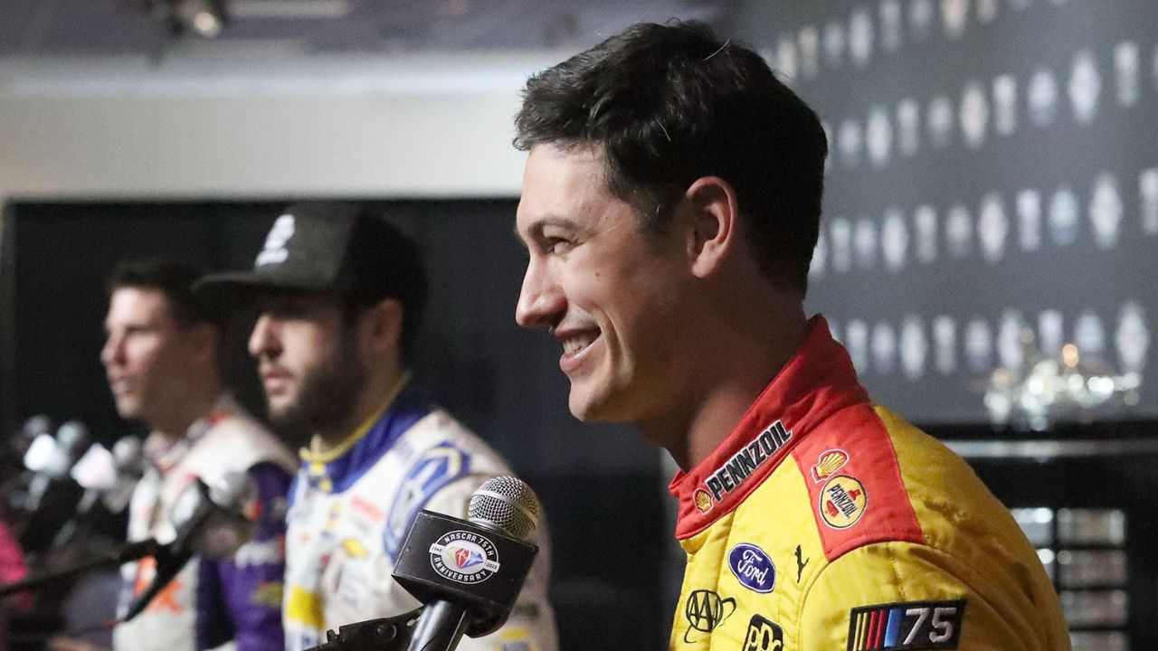 Joey Logano, Chase Elliott and Denny Hamlin make their way down the red carpet, Wednesday February 15, 2023 during NASCAR Media Day at Daytona International Speedway. Dtb Nascar Medioa Day 32.