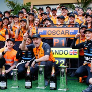 F1 - MIAMI GRAND PRIX 2025 BROWN Zak (usa), CEO of McLaren Racing, portrait NORRIS Lando (gbr), McLaren F1 Team MCL39, portrait STELLA Andrea (ita), Team Principal of McLaren F1 Team, portrait PIASTRI Oscar (aus), McLaren F1 Team MCL39, portrait team celebration