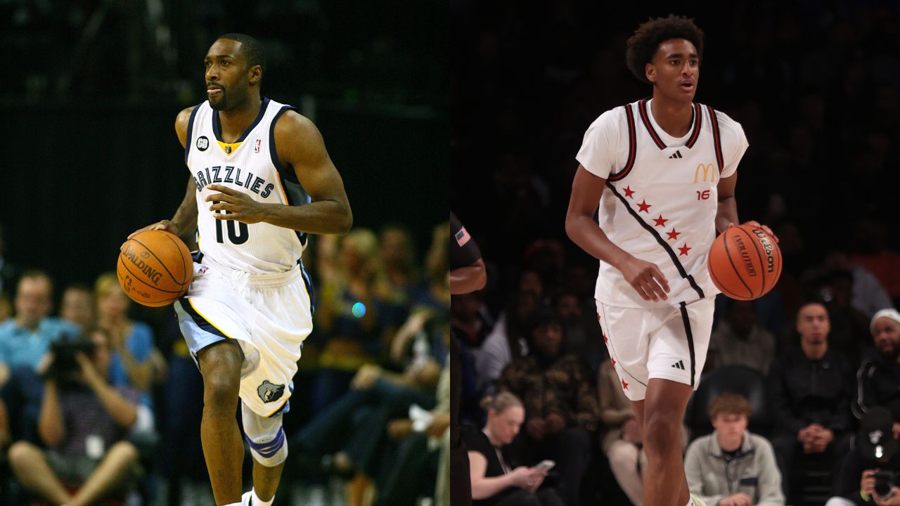 Gilbert Arenas (L), Alijah Arenas (R)