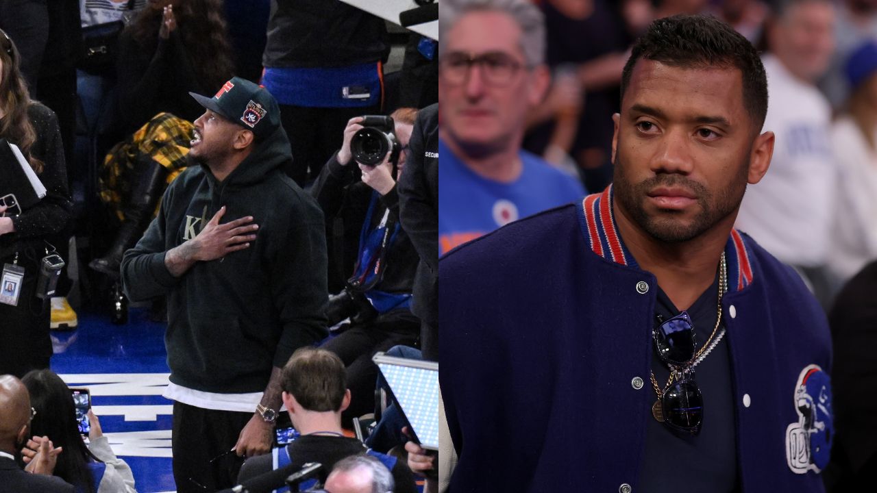 Carmelo Anthony (L), Russell Wilson (R)