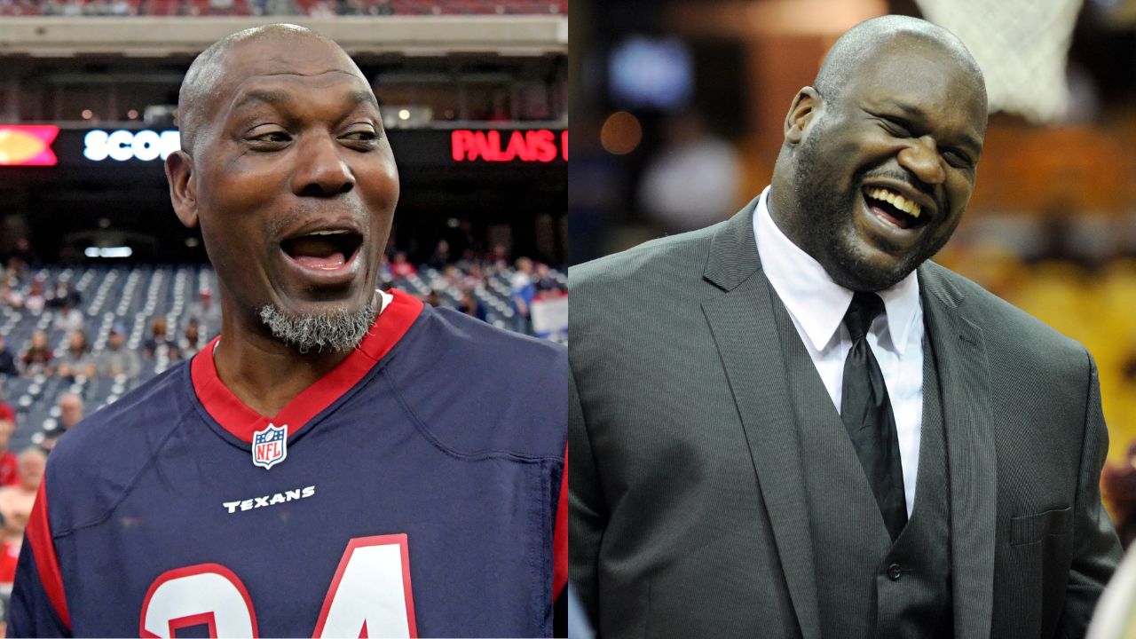 Hakeem Olajuwon(L) and Shaquille O'Neal(R)