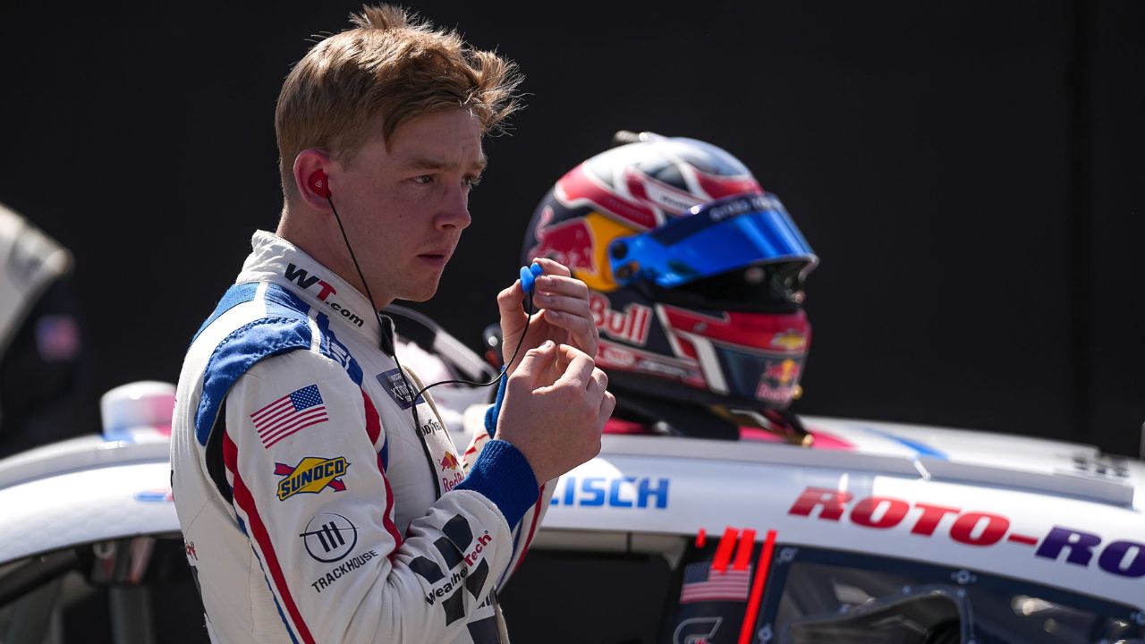 WeatherTech Chevrolet driver Connor Zilisch (88) puts in ear plugs ahead of the NASCAR Xfinity Series Focused Health 250 at Circuit of the Americas on Saturday, March 1, 2025 in Austin.
