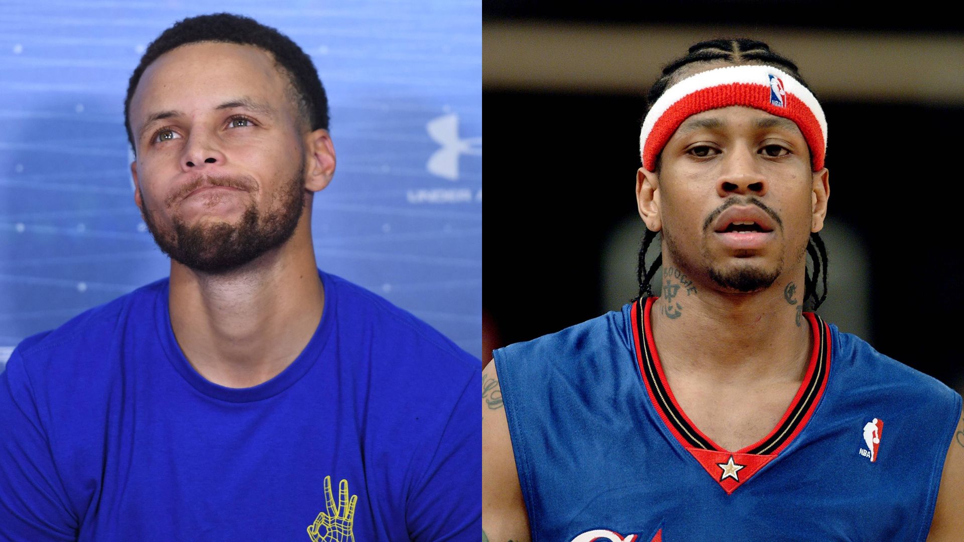 Stephen Curry (L) and Allen Iverson (R)