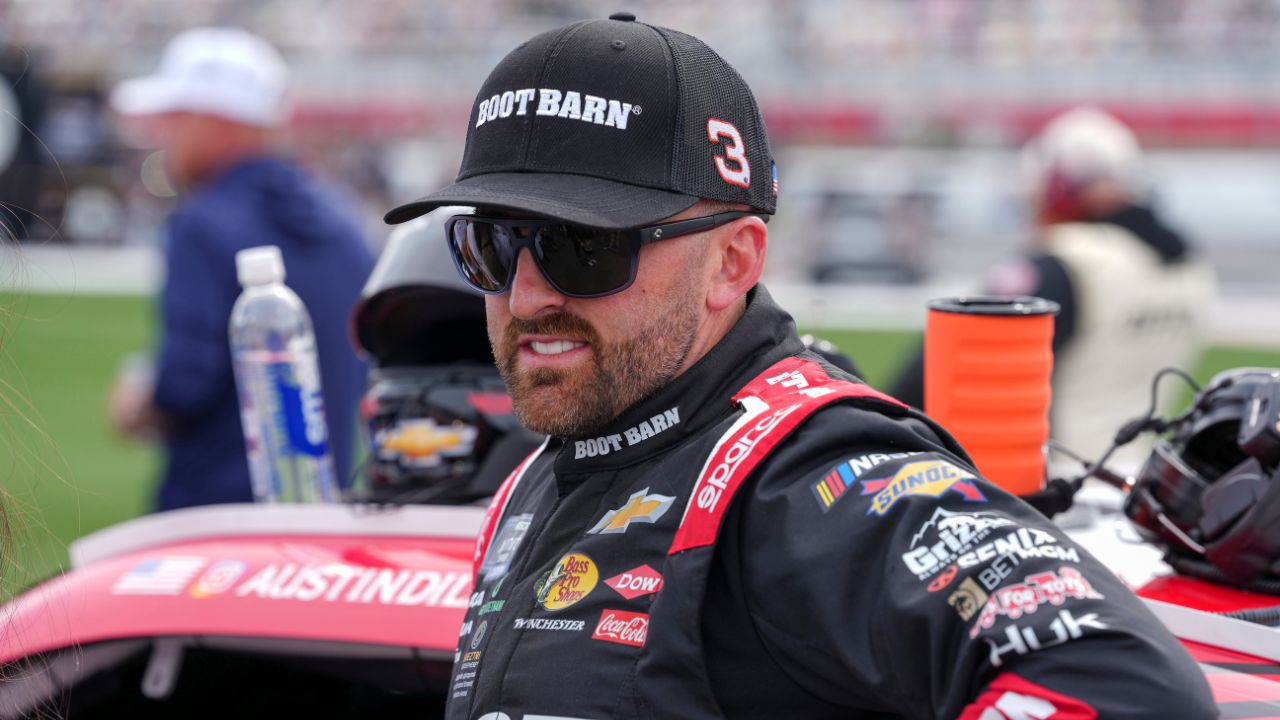 Austin Dillon (3) awaits the start during the Bet MGM 300 at Charlotte Motor Speedway.