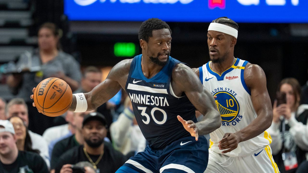 Julius Randle and Jimmy Butler, Wolves v Warriors