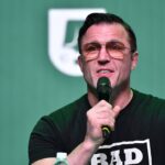 Chael Sonnen talks to the press during media day for the upcoming Silva vs Sonnen Spaten Fight Night