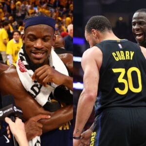 Buddy Hield and Jimmy Butler(L), Stephen Curry and Draymond Green(R)