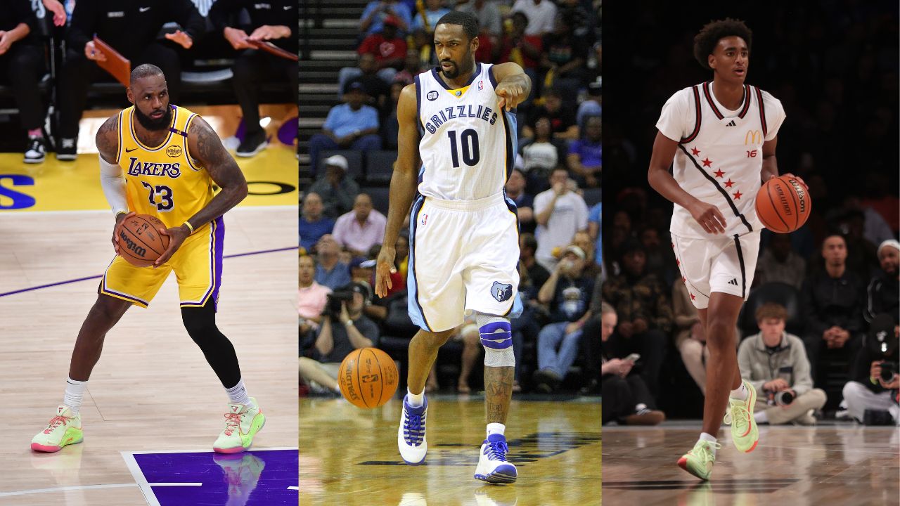 LeBron James (L), Gilbert Arenas (C), Alijah Arenas (R)