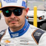 Arrow McLaren driver Kyle Larson (17) talks outside the medical facility Friday, May 16, 2025, during Fast Friday ahead of the 109th running of the Indianapolis 500 at Indianapolis Motor Speedway.