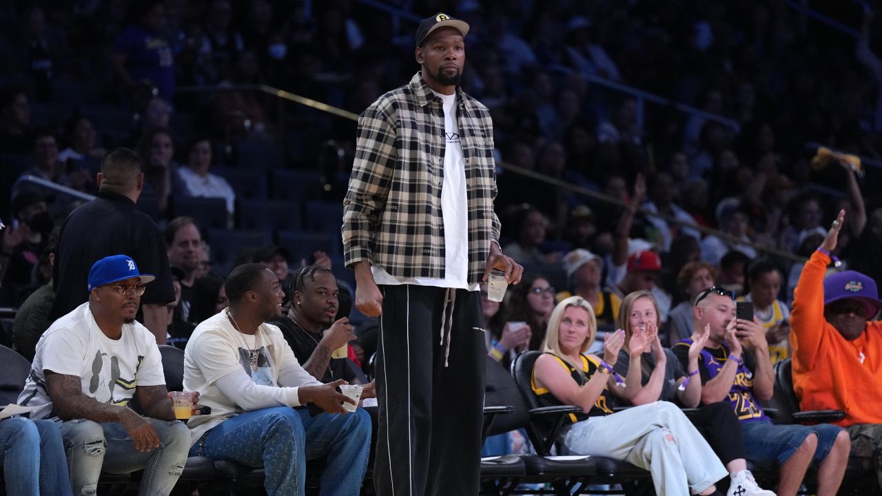 Kevin Durant attends the WNBA game between the Chicago Sky and the LA Sparks at Crypto.com Arena.