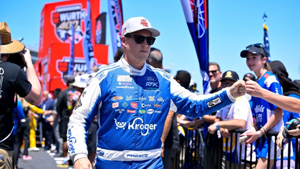 NASCAR Cup Series driver Ryan Preece (60) is introduced before the start of the Wurth 400 race at Texas Motor Speedway.