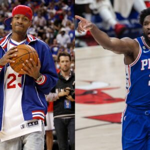 Allen Iverson (L) and Joel Embiid (R)