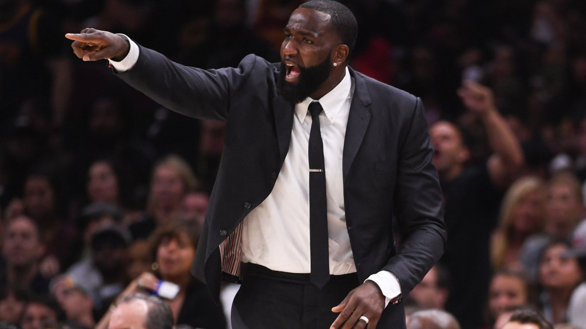 June 8, 2018; Cleveland, OH, USA; Cleveland Cavaliers center Kendrick Perkins (21) during the second quarter in game four of the 2018 NBA Finals against the Golden State Warriors at Quicken Loans Arena.