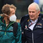 22nd April 2022, Imola, Emilia Romagna, Italy. F1 Grand Prix of Italy, Free practice sessions: Aston Martin Aramco Cognizant F1 Team, Sebastian Vettel talks with Helmut Marko