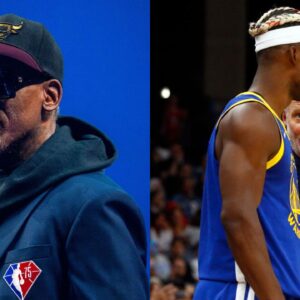 Dennis Rodman (L), Steve Kerr and Jimmy Butler (R)