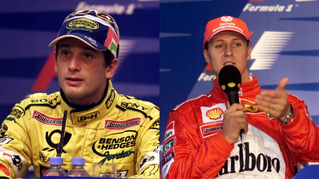 Jarno Trulli (L) and Michael Schumacher (R)