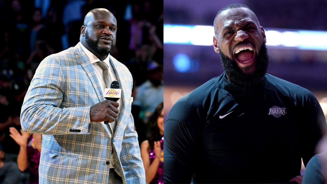 Shaquille O'Neal(L) and LeBron James(R)