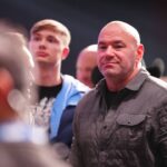 Dana White with the fans at Fontaine Bleu for PowerSlap 12 on March 7, 2025 in Las Vegas, NV, United States.