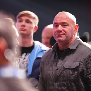 Dana White with the fans at Fontaine Bleu for PowerSlap 12 on March 7, 2025 in Las Vegas, NV, United States.