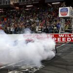 North Wilkesboro, North Carolina, USA; NASCAR Cup Series driver Christopher Bell (20) celebrates winning the NASCAR All-Star Race at North Wilkesboro Speedway.