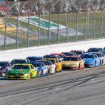 NASCAR Cup Series drivers William Byron (24) and Austin Cindric (2) battle for the lead late during stage three of the NASCAR: Jack Link's 500 at Talladega Superspeedway.