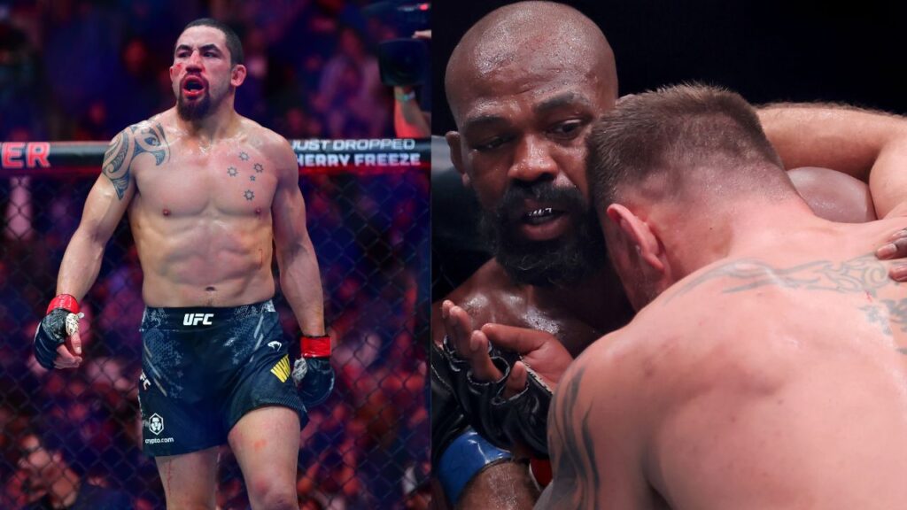 Robert Whittaker (L), Jon Jones (R)