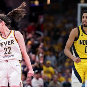 Caitlin Clark (L) and Tyrese Haliburton (R)