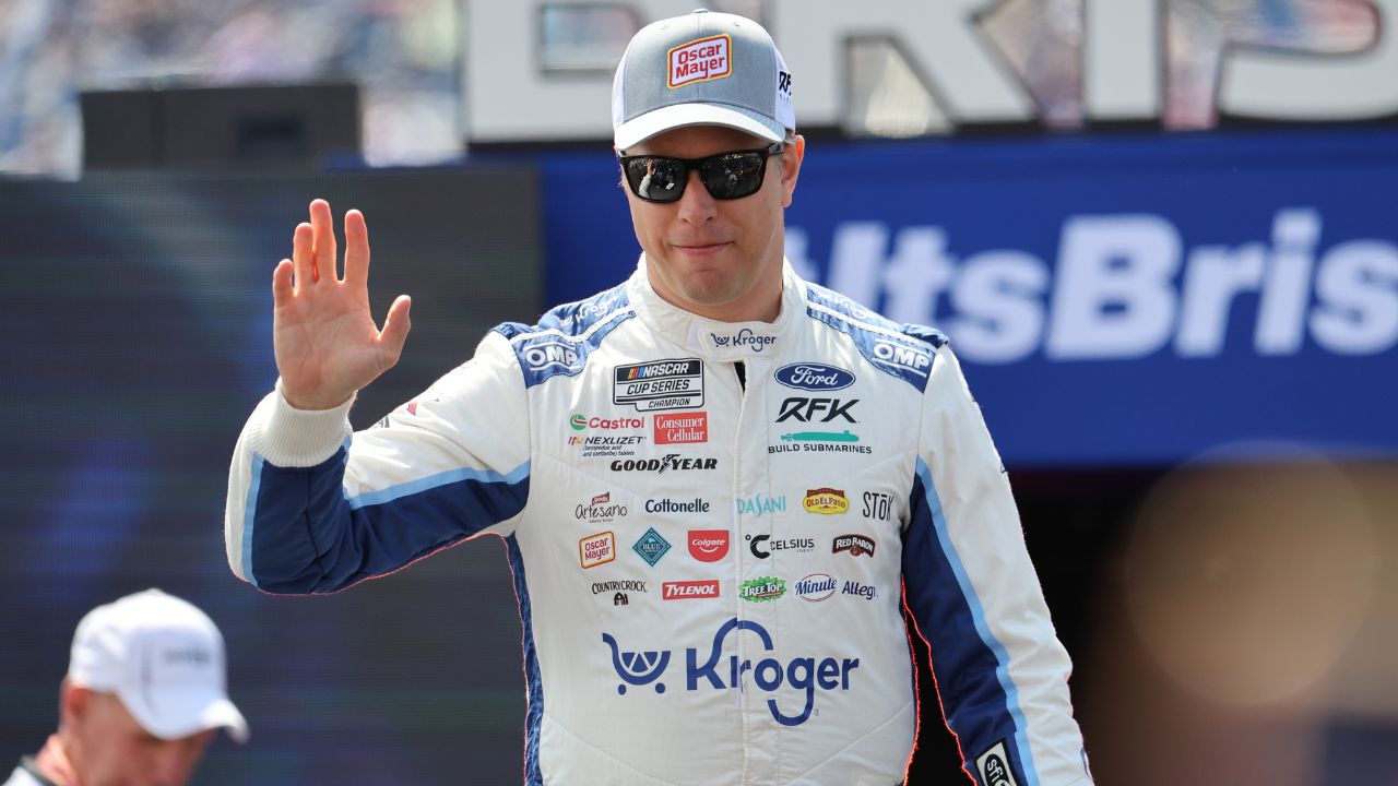 NASCAR Cup Series driver Brad Keselowski (6) during driver introductions for the NASCAR Food City 500 at Bristol Motor Speedway.