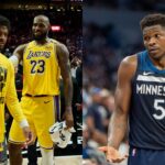 Bronny James and LeBron James(L), Anthony Edwards(R)