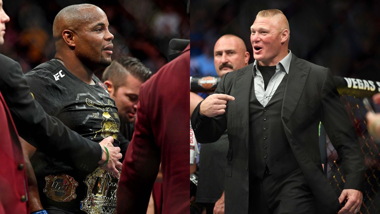 Daniel Cormier (L), Brock Lesnar (R)