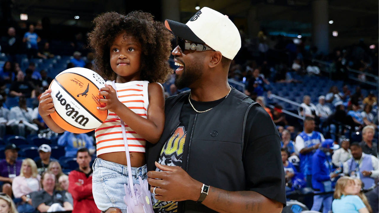 Former basketball player Dwyane Wade attends a WNBA game between the Chicago Sky and Connecticut Sun