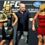 UFC President Dana White, Ronda Rousey and Bethe Correia during Weighing UFC RIO held in Maracanazinho.
