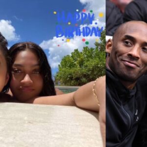 Vanessa Bryant and La La Anthony (L) and Kobe and Vanessa Bryant (R)