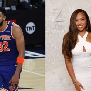 Karl-Anthony Towns (L) and Jordyn Woods (R)