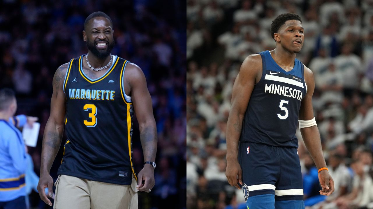 Dwyane Wade (L), Anthony Edwards (R)