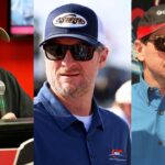 Geoff Bodine (L), Dale Earnhardt Jr. (C) and Dale Earnhardt Sr. (R)