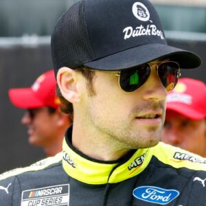 NASCAR Cup Series driver Ryan Blaney (12) in the garage area along Grant Park during practice and qualifying for the Chicago Street Race.
