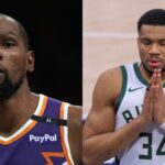 Kevin Durant (L) and Giannis Antetokounmpo (R)