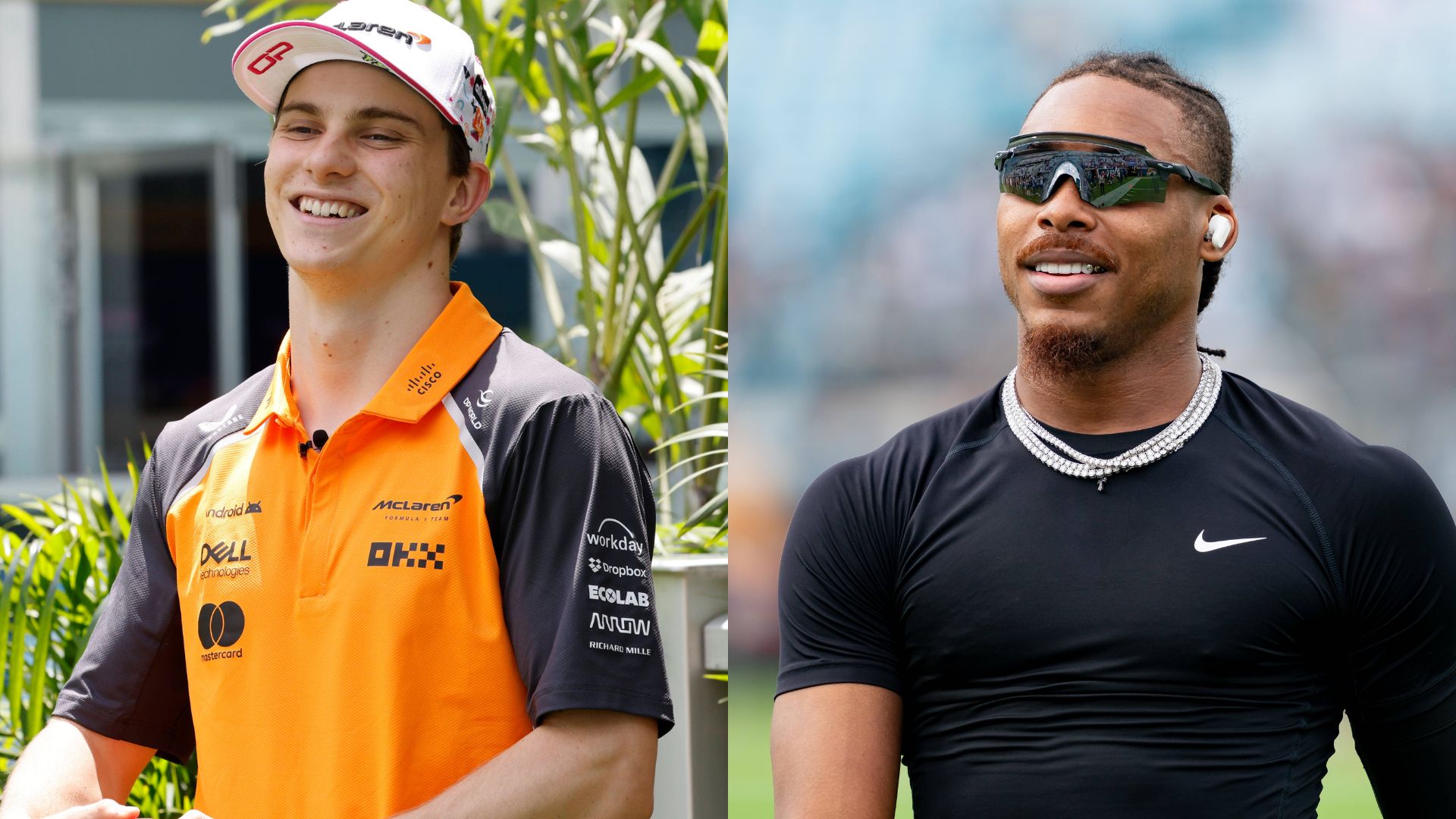 Oscar Piastri (L) and Justin Jefferson (R)